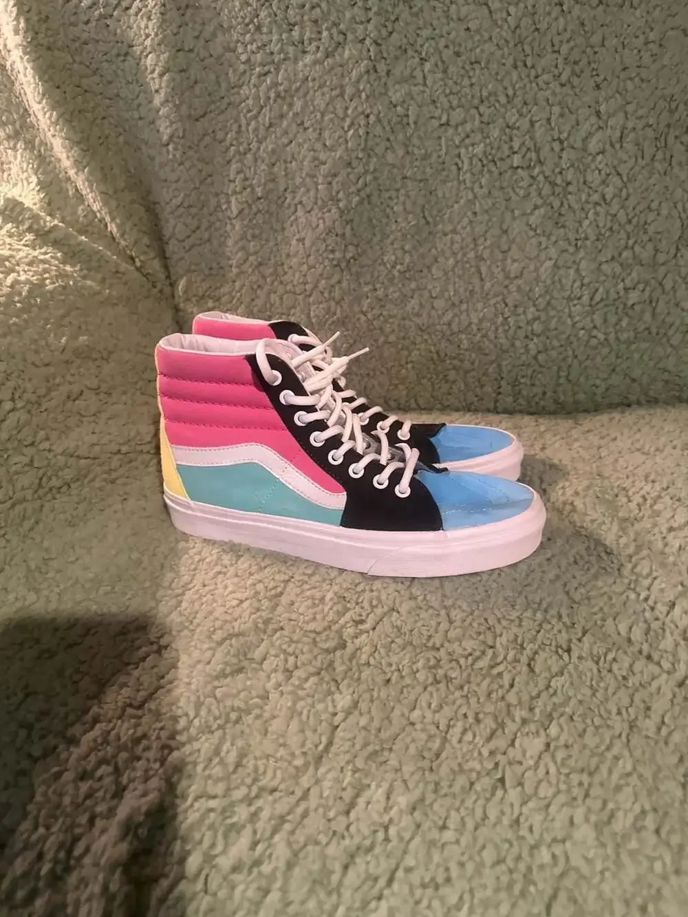Vans Sk8-Hi Multi-Color Block Canvas Suede High Top Sneakers